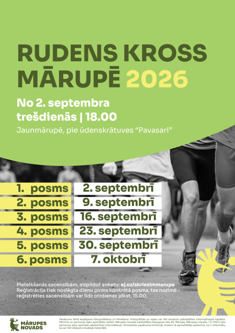 Skriešanas sacensības “Rudens kross Mārupē 2026” (piektais posms)
