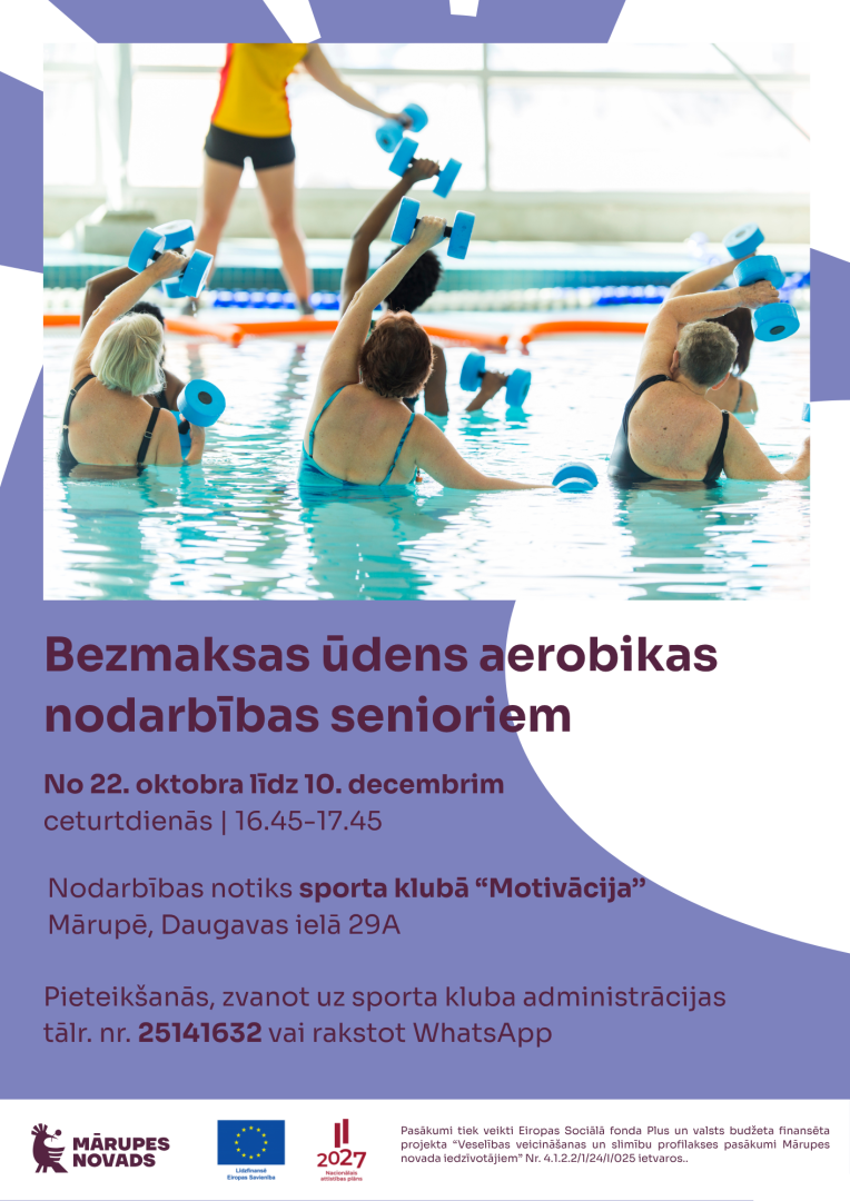 Bezmaksas ūdens aerobikas nodarbība senioriem