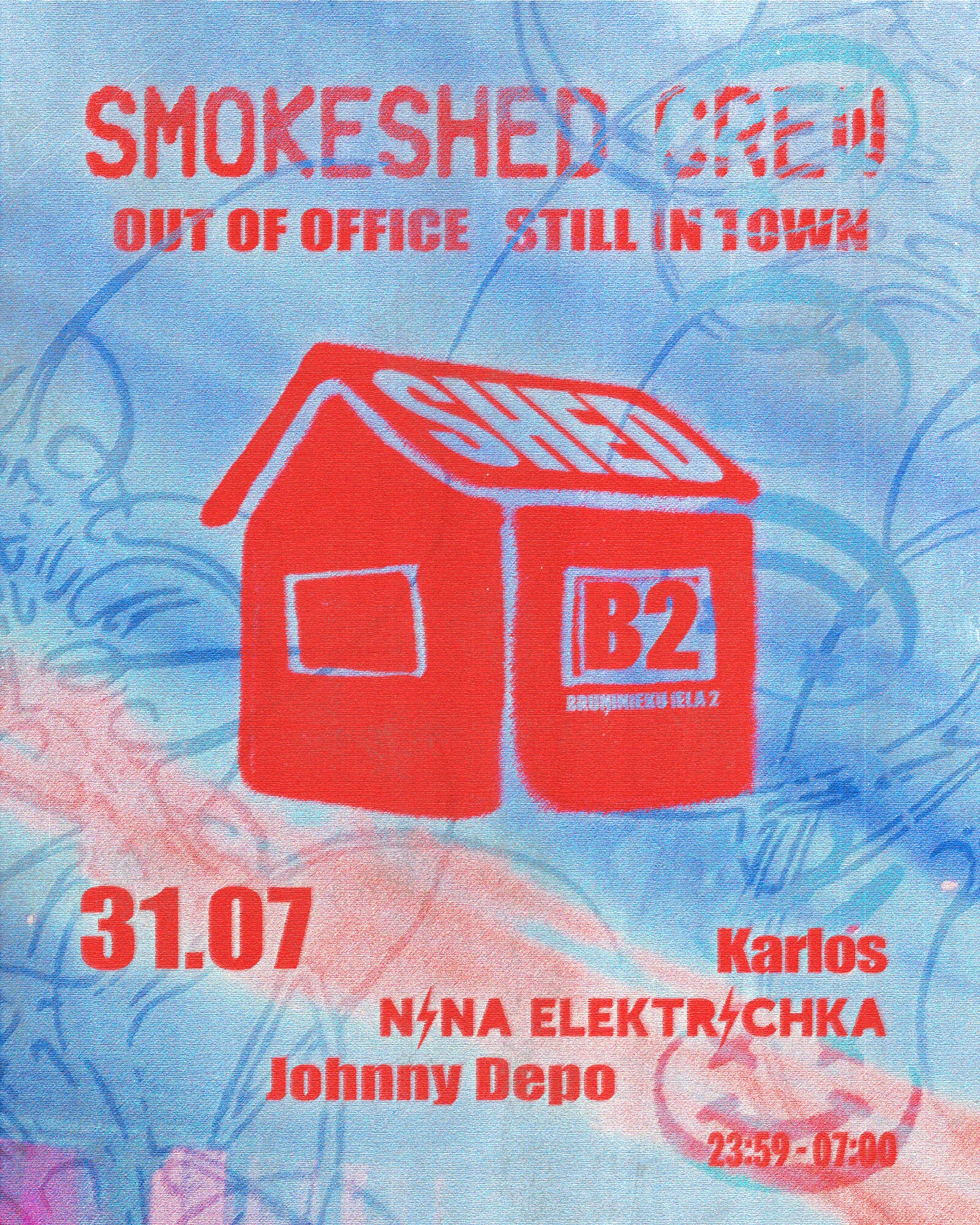 SMOKE SHED CREW: out of office still in town