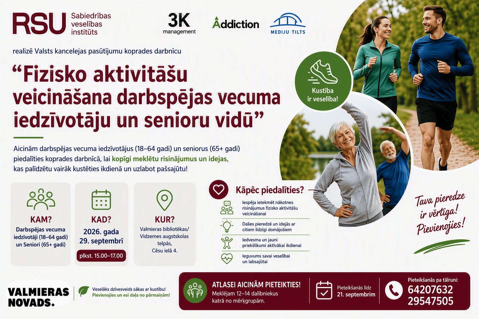 Koprades darbnīca “Fizisko aktivitāšu veicināšana strādājošo darbspējas vecuma iedzīvotāju un senioru vidū”