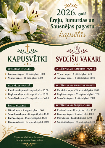 Svecīšu vakari Ērgļu, Jumurdas, Saunējas pagastu kapsētās