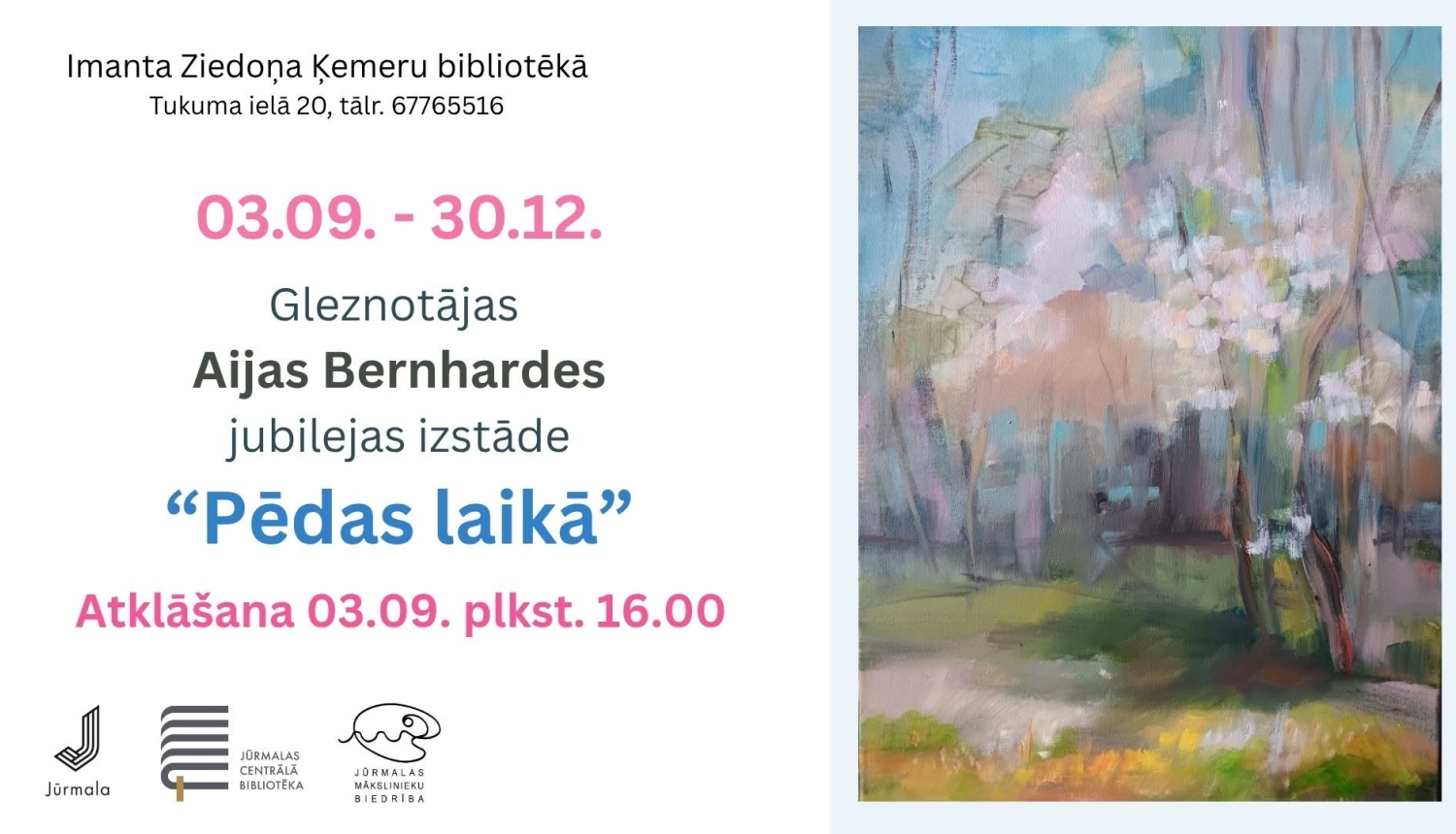 Gleznotājas Aijas Bernhardes jubilejas izstāde “Pēdas laikā”