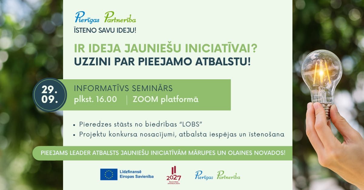Tiešsaistes tikšanās par pieejamo atbalstu jauniešu iniciatīvām