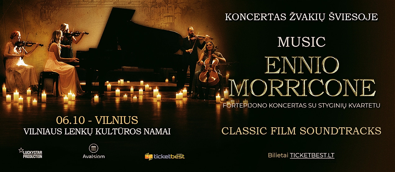 Koncertas žvakių šviesoje: Ennio Morricone muzika fortepijonui ir styginių kvartetui | Vilnius